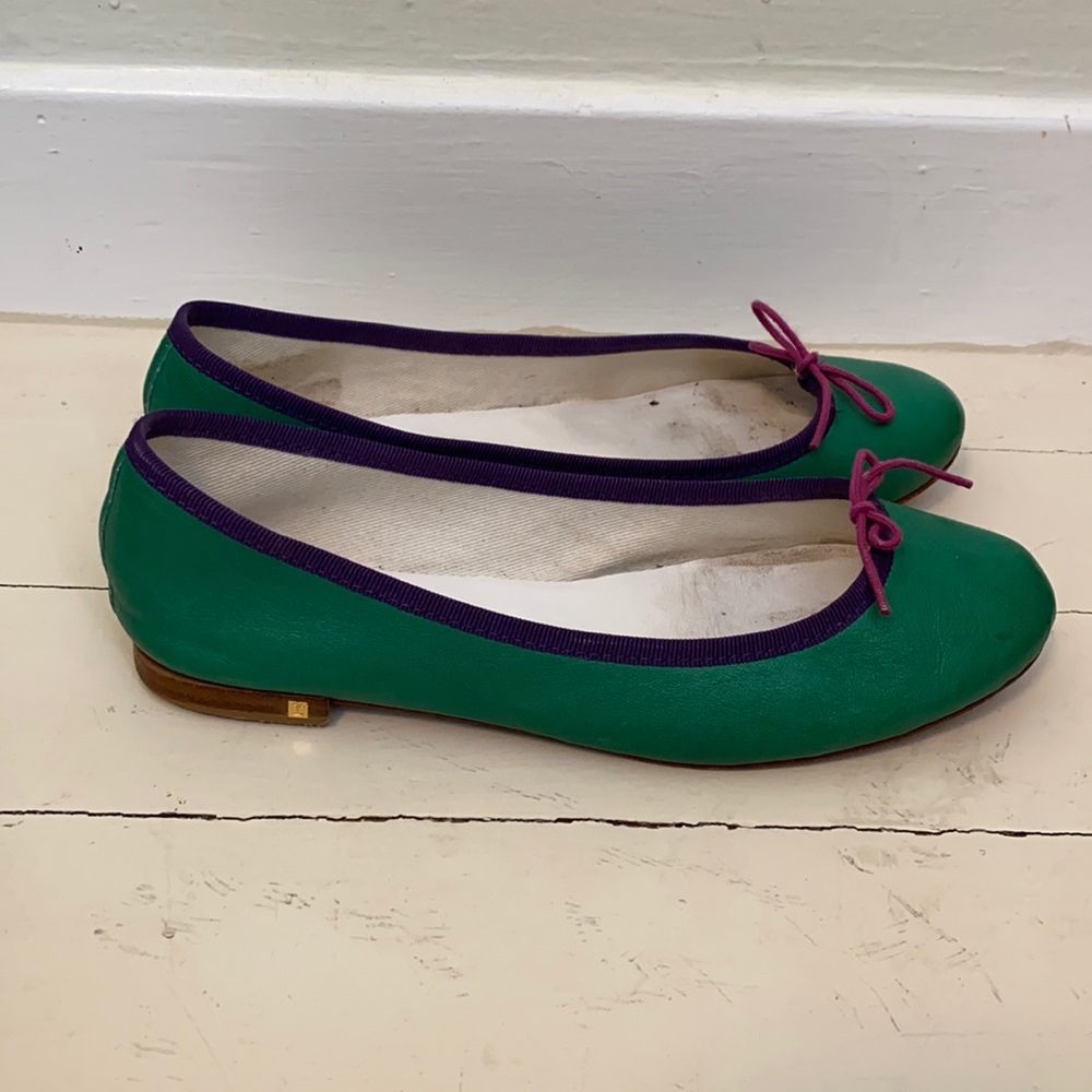 Green leather Repetto flats